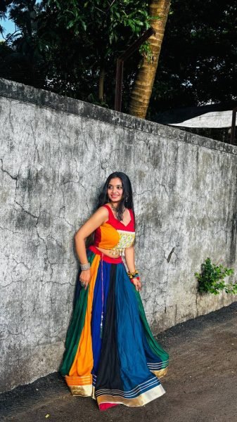 Timeless Multi Color Designer Rayon Navratri Lehenga Choli with Gota Patti Lace Navratri Lehnega Choli