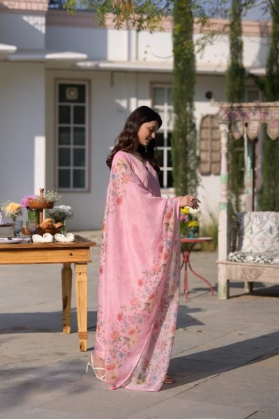 Timeless Pink Festive Special Chanderi Kurti Pant Dupatta Set at Wholesale Rate Embroidery Kurtis 