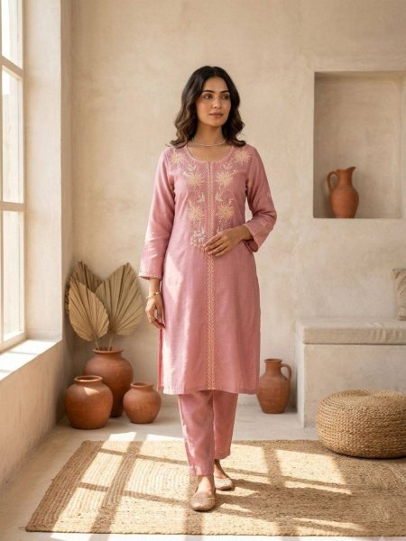 Timeless Pink Modal Chanderi Kurti Collection at Wholesale Rate for Women Kurtis