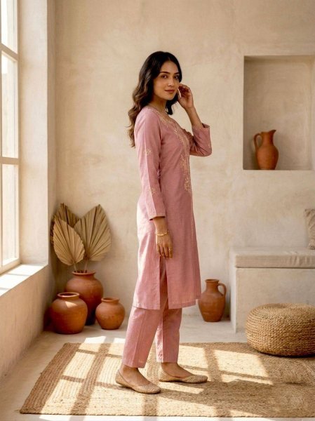 Timeless Pink Modal Chanderi Kurti Collection at Wholesale Rate for Women CO ORD Sets