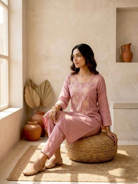 Timeless Pink Modal Chanderi Kurti Collection at Wholesale Rate for Women CO ORD Sets
