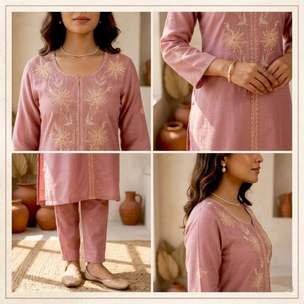 Timeless Pink Modal Chanderi Kurti Collection at Wholesale Rate for Women CO ORD Sets