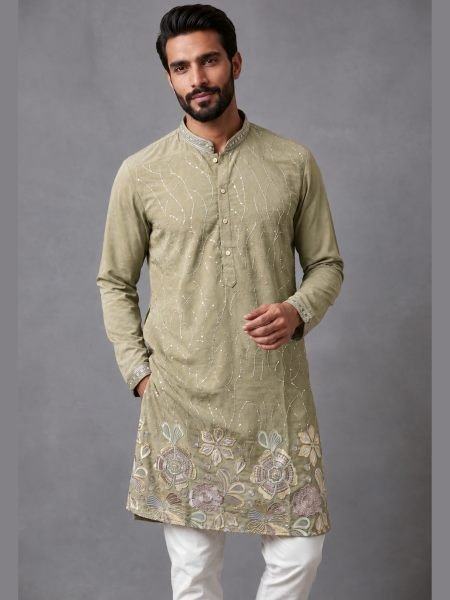 Timeless Pista Designer Lachko Kurta Pyjama for Men with Sequin Work 