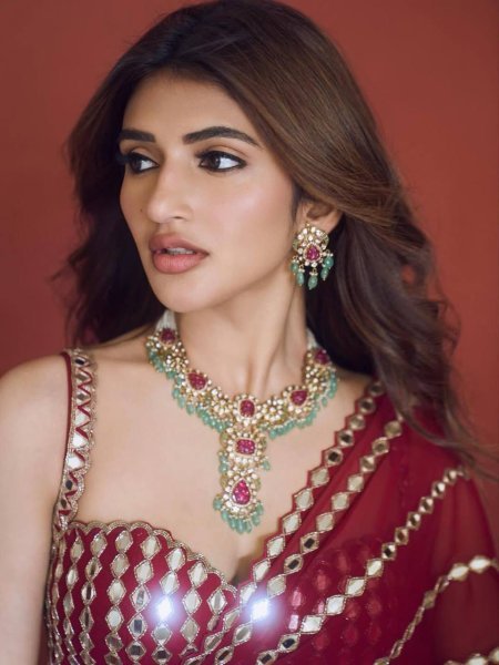 Timeless Red Faux Georgette Saree with Real Mirror Work for Party Wear Bollywood Fancy Sarees Wholesale