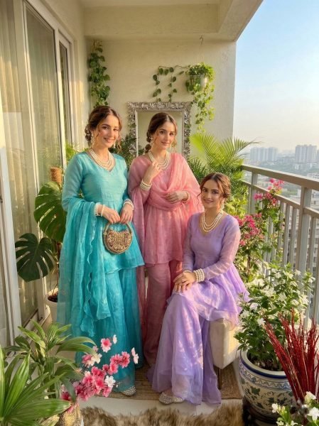 Timeless Sky Blue New Arrival Crunchy Silk Palazzo Suit at Wholesale Rate Ready To Wear Collection