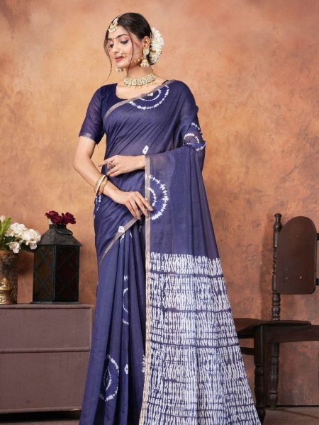 Timeless Touch Lightweight Chanderi Saree with Digital Floral Print  & Golden Lace