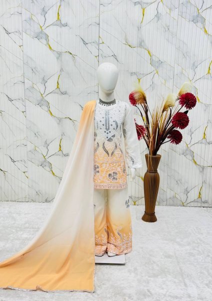 Timeless Yellow Fancy Palazzo Set with Embroidery Work for Ramzan Nights Girls Wear