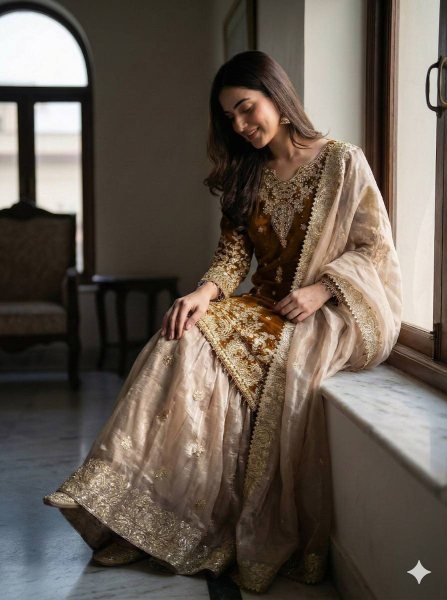 Timeless Yellow Fashionable GMY Silk Sharara Outfit for Wedding and Festive Functions Ready To Wear Collection