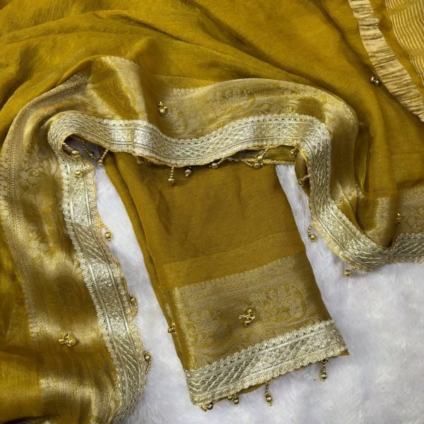 Timeless Yellow Soft Tissue Silk Saree with Real Ghungroo Work on Pallu for Wedding Silk Sarees Wholesale