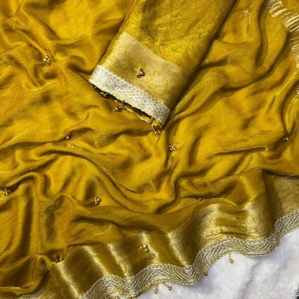 Timeless Yellow Soft Tissue Silk Saree with Real Ghungroo Work on Pallu for Wedding Silk Sarees Wholesale