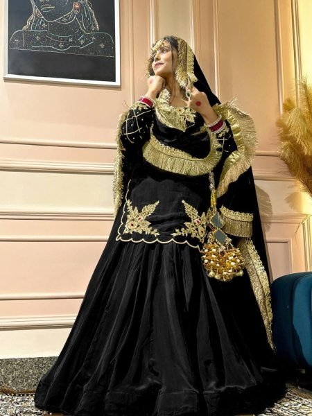 Top Quality Wedding Wear Hand Embroidered Crepe Silk Lehenga Set at Wholesale Price  Made in Surat