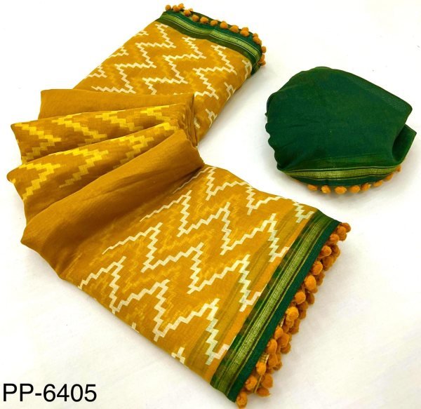 Top Summer Trend Pure Cotton Saree with Fun Pom-Pom Border Best Price Cotton Sarees Wholesale