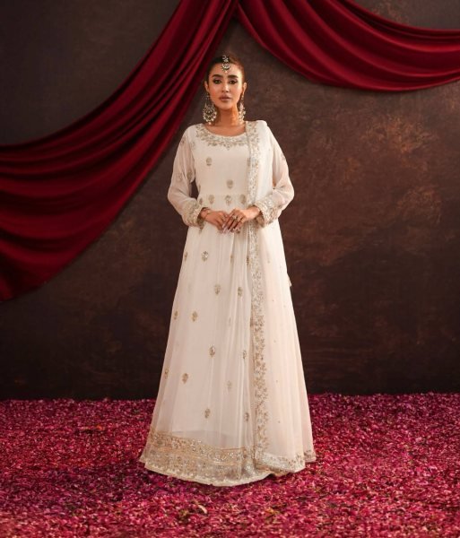 Top Trending Readymade Georgette Gown with Pant Heavy Embroidery & Flawless Fit Ready To Wear Collection