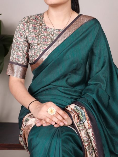 Tradition Meets Trend Tussar Silk Printed Saree with Rich Viscose Border New Launch Silk Sarees Wholesale