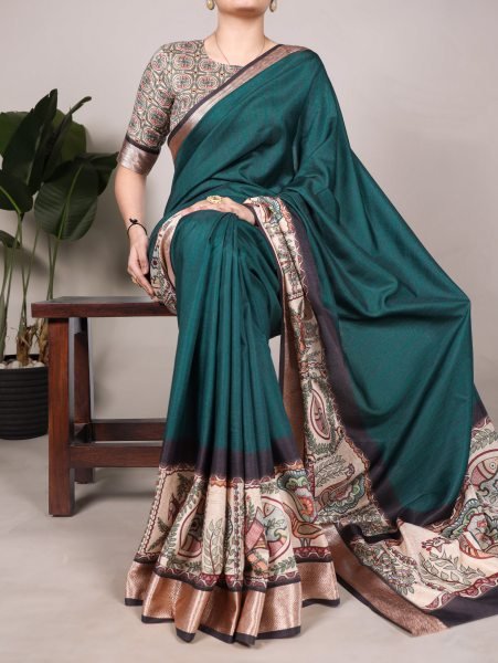 Tradition Meets Trend Tussar Silk Printed Saree with Rich Viscose Border New Launch Silk Sarees Wholesale