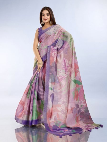 Traditional Anmol Silk Saree with Multi Color Floral Prints at Wholesale Range Silk Sarees Wholesale