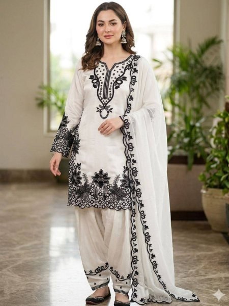 Traditional artistry vibes Glass Roman Heavy Work Kurti With Farshi Salwar And Modern Design Dupatta  