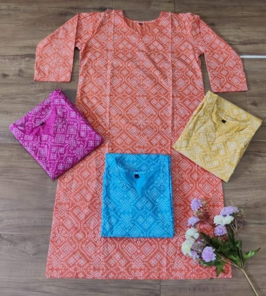 Traditional Bandhani Print Cotton Kurti Wholesale Price Cotton Kurtis Wholesale