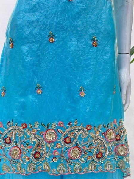 Traditional Beads Embroidery Fancy Silk Kurti with Palazzo & Dupatta Showroom Wholesale Wear Ready To Wear Collection