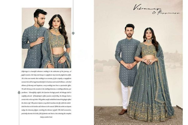 Traditional Couple Combo Embroidered Lehenga Choli and Mens Kurta Set for Festive Wear Couple Combo collection 
