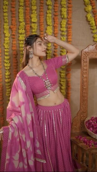 Traditional Dandiya Cotton Lehenga Set Digital Print with Elegant Ribbon Work Navratri Lehnega Choli