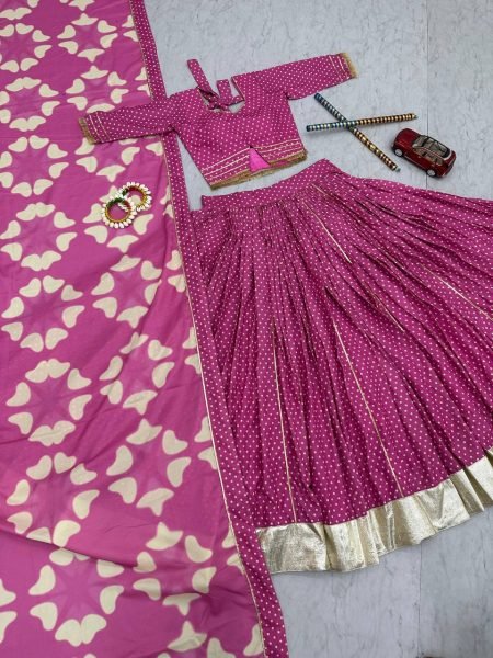 Traditional Dandiya Cotton Lehenga Set Digital Print with Elegant Ribbon Work Navratri Lehnega Choli