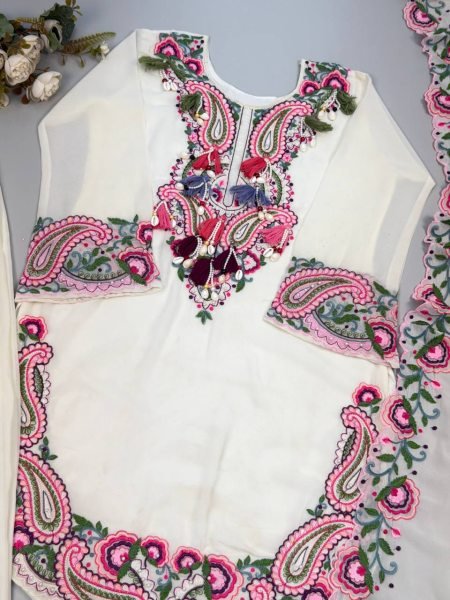 Traditional Farshi Palazzo Set with Rich Thread Embroidery Ready To Wear Collection