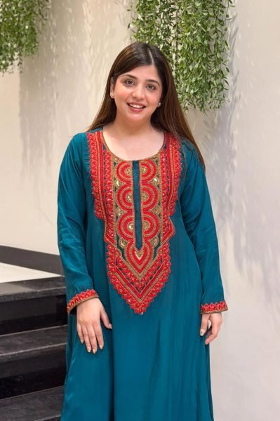 Traditional French Crepe Embroidered lightweight Co Ord Set Perfect for Office Wear Embroidery Kurtis 