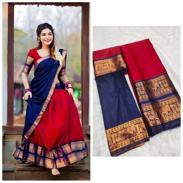 Traditional Half Saree Set with Kanjivaram Silk Zari Lehenga and Banarasi Dupatta Half Saree Lehenga