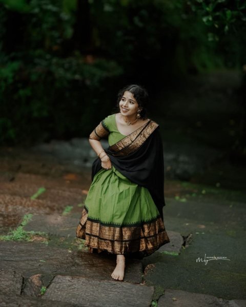 Traditional Half Saree Set with Kanjivaram Silk Zari Lehenga and Banarasi Dupatta Half Saree Lehenga