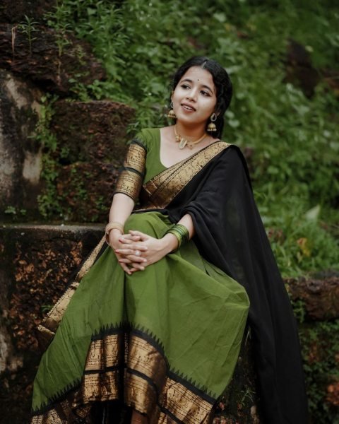 Traditional Half Saree Set with Kanjivaram Silk Zari Lehenga and Banarasi Dupatta Half Saree Lehenga