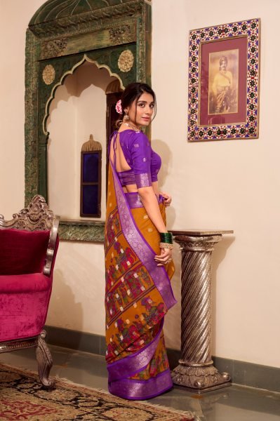 Traditional Kalamkari Poly Cotton Saree Premium Zari Work Clothing Wholesaler Special Printed Cotton Sarees Wholesale