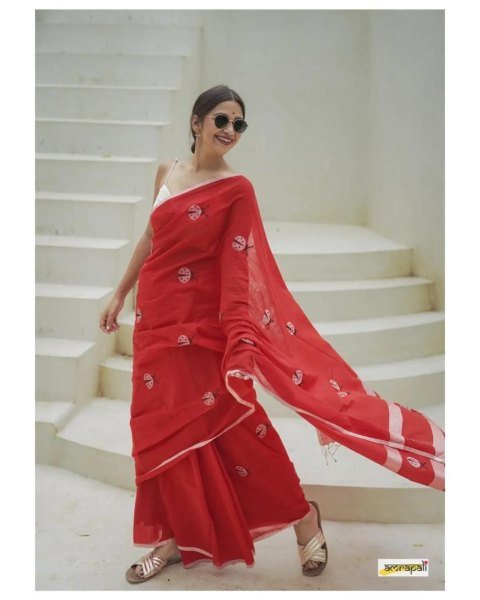 Traditional Khadi Cotton Saree With Blouse Piece Party Wedding Wear For Women Cotton Sarees Wholesale