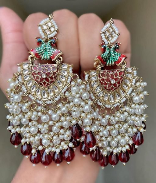 Traditional Kundan Earrings in Mehndi Finish Premium Ethnic Wear Accessory for Women Fashion Accessories Wholesale