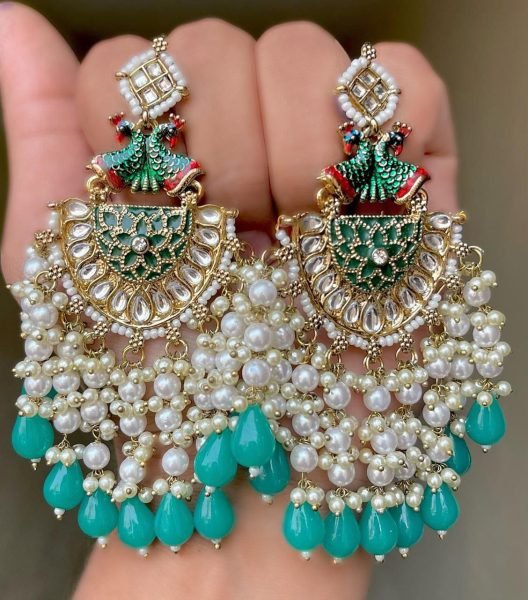 Traditional Kundan Earrings in Mehndi Finish Premium Ethnic Wear Accessory for Women Fashion Accessories Wholesale