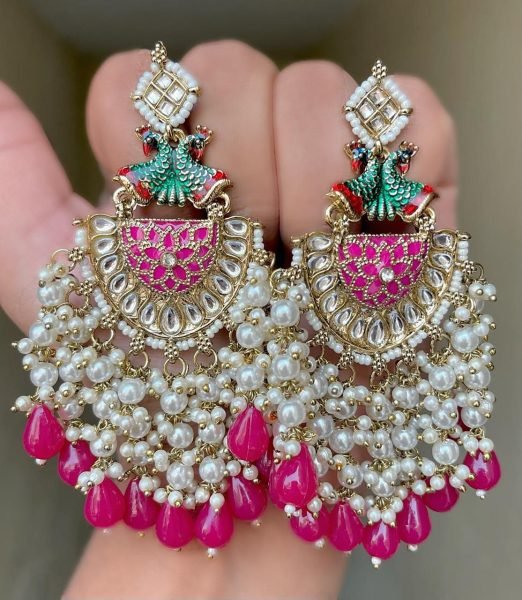 Traditional Kundan Earrings in Mehndi Finish Premium Ethnic Wear Accessory for Women Fashion Accessories Wholesale