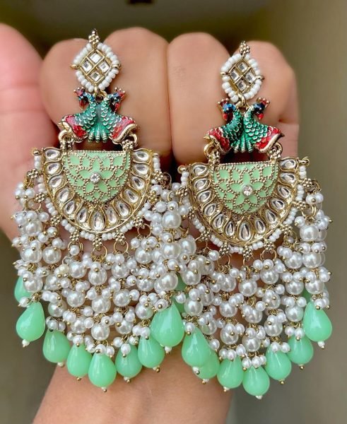 Traditional Kundan Earrings in Mehndi Finish Premium Ethnic Wear Accessory for Women Fashion Accessories Wholesale