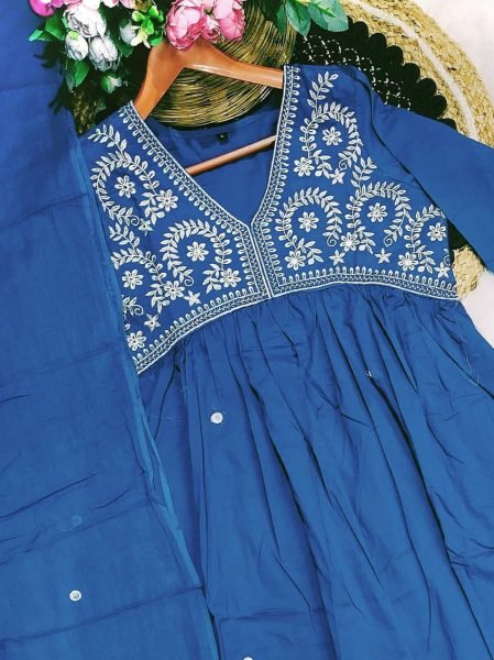 Traditional look Pure Fine Cotton Embroidered Kurti Set Cotton Kurtis Wholesale