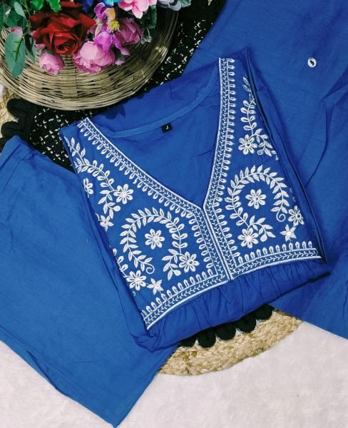 Traditional look Pure Fine Cotton Embroidered Kurti Set Cotton Kurtis Wholesale