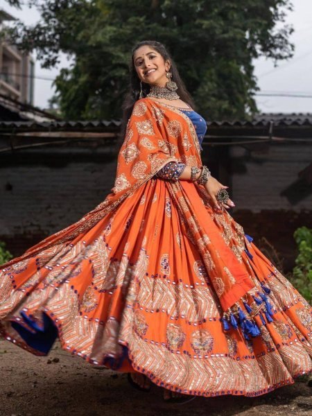 Traditional Lehenga Choli Butter Silk with Real Mirror Work Perfect for Garba  Lehenga