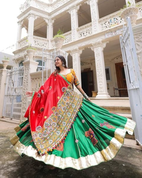 Traditional Navratri Lehenga Set With Embroidery And Mirror Work Festival Collection Navratri Lehnega Choli