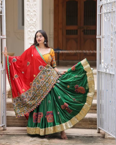 Traditional Navratri Lehenga Set With Embroidery And Mirror Work Festival Collection Navratri Lehnega Choli