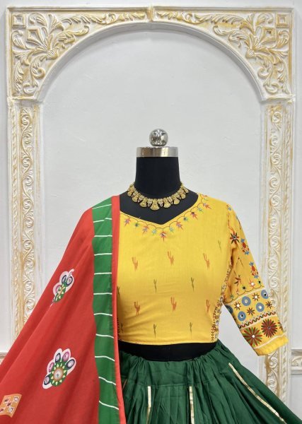 Traditional Navratri Lehenga Set With Embroidery And Mirror Work Festival Collection Navratri Lehnega Choli