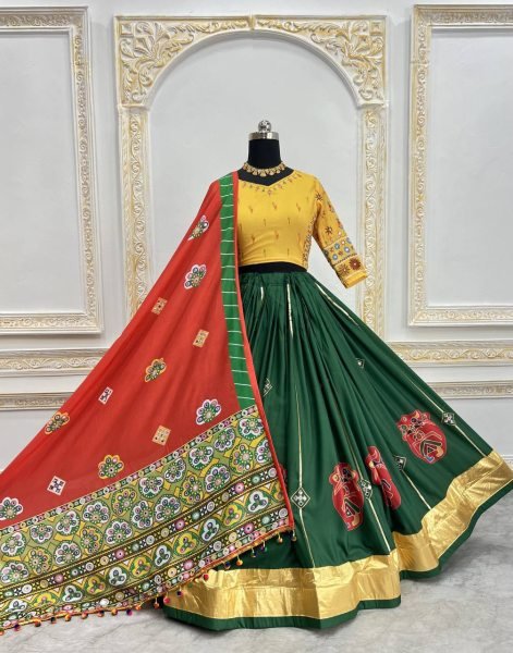 Traditional Navratri Lehenga Set With Embroidery And Mirror Work Festival Collection Navratri Lehnega Choli