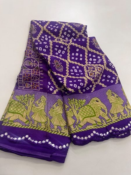 Traditional Purple Bandhani Chiffon Saree with Deaigner Unstitch Blouse At Mill Price  Pure Chiffon Sarees Wholesale