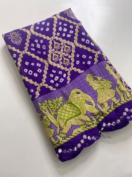 Traditional Purple Bandhani Chiffon Saree with Deaigner Unstitch Blouse At Mill Price  Pure Chiffon Sarees Wholesale