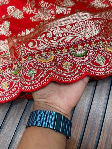 Traditional Red Banarasi Saree with Handloom Style Zari Weaving Wedding Collection for Export Banarasi Saree Wholesale