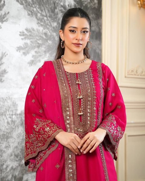 Traditional Red Hand-Embroidered Silk Sharara Suit for Weddings And Festivals  Ready To Wear Collection