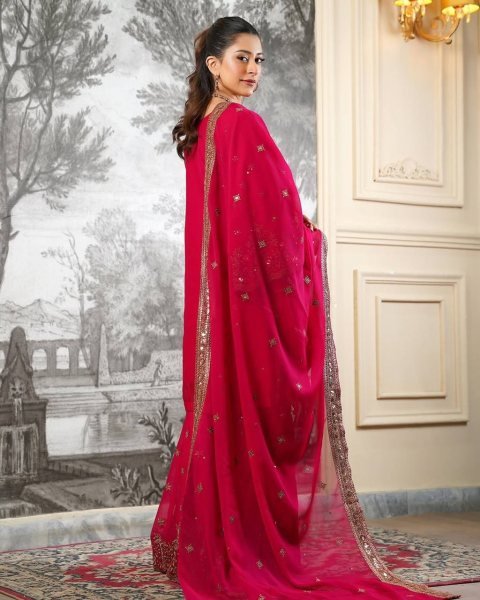 Traditional Red Hand-Embroidered Silk Sharara Suit for Weddings And Festivals  Ready To Wear Collection
