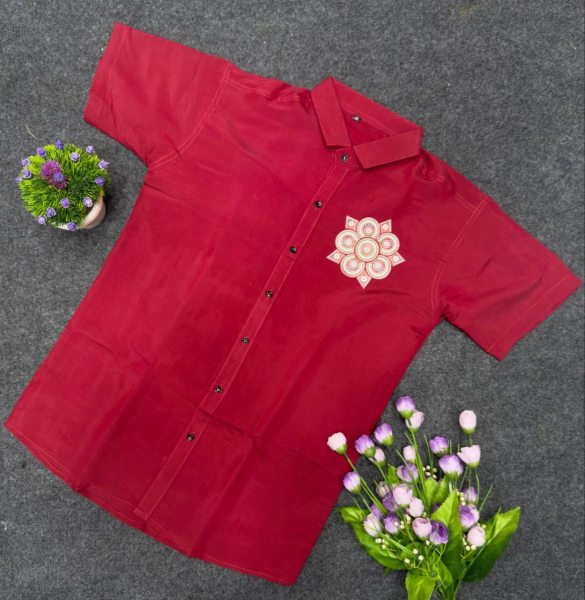 Traditional Red Men Cotton Printed Shirt and Dhoti Set at Manufacturer Rate Mens Shirt